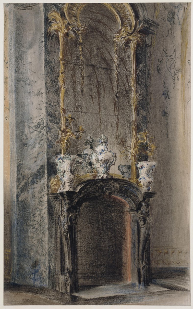 Rokokó kandalló a potsdami Új Palota Ovális Kabinetjében alkotó: Adolph Menzel