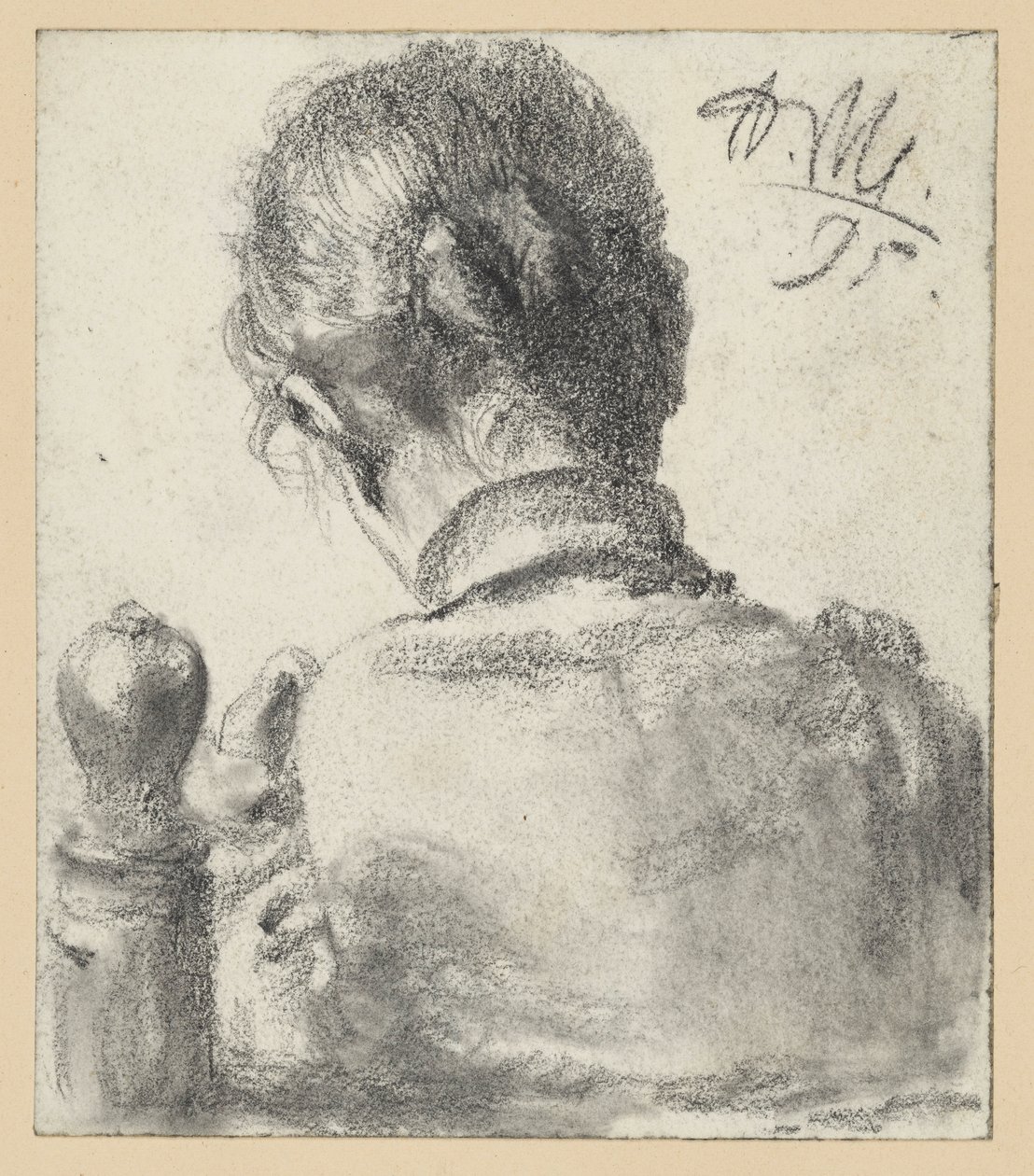 Egy széken ülő nő hátsó nézete alkotó: Adolph Menzel