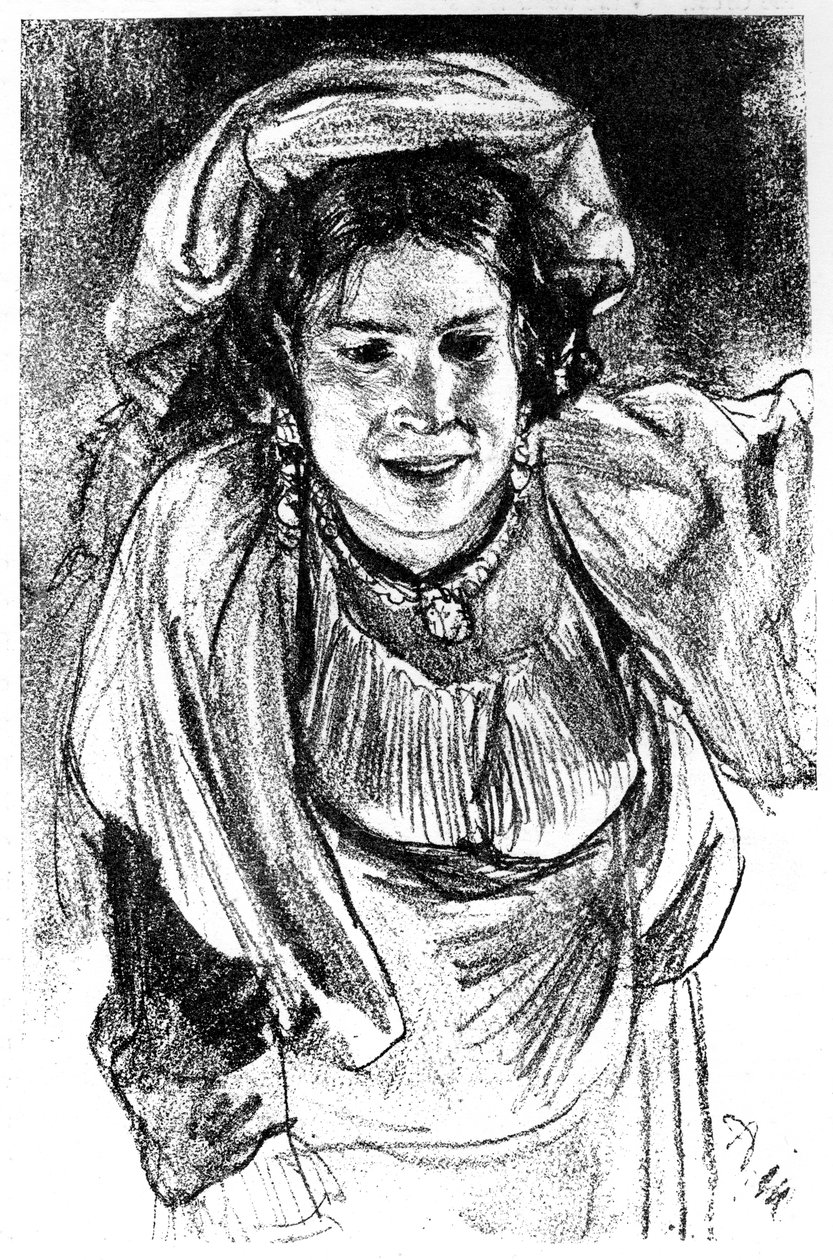 Tanulmány egy olasz lányról, 1880-1882. alkotó: Adolph Menzel
