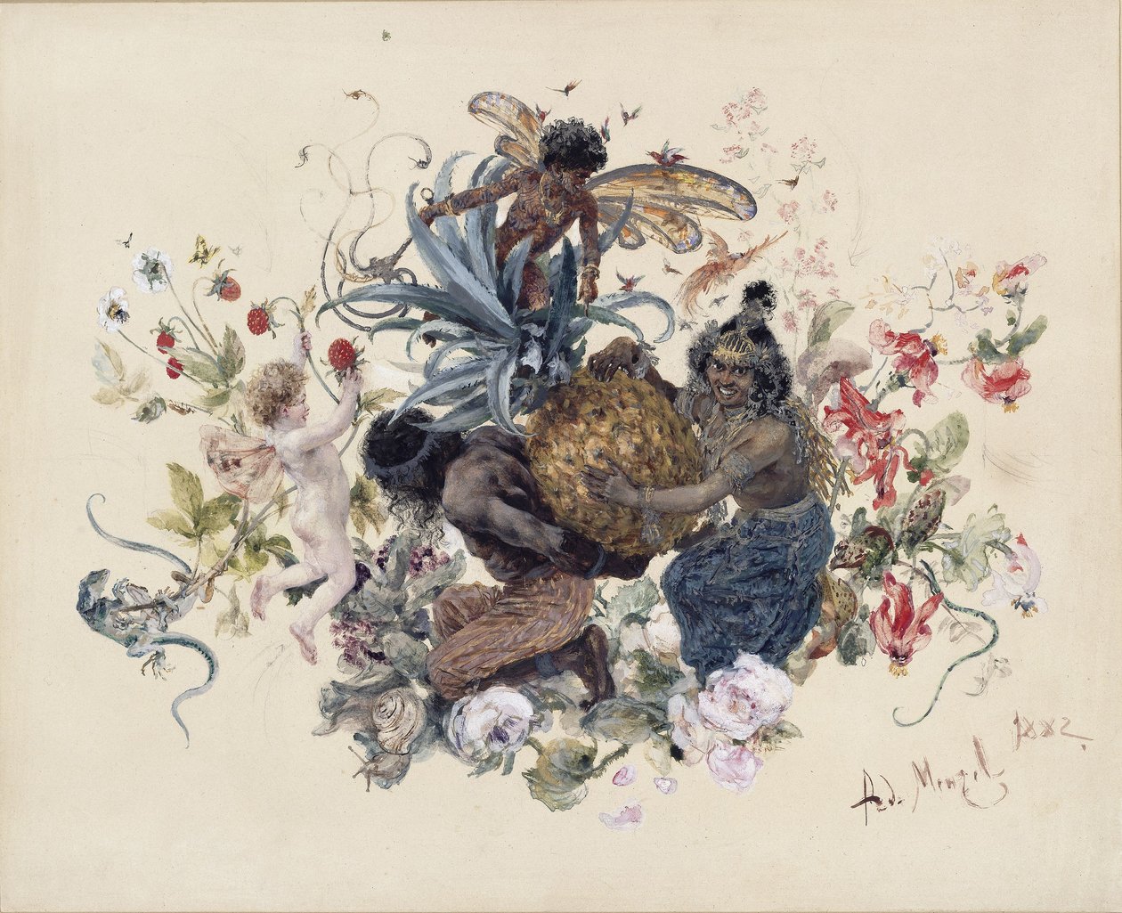 Asztali edény: Gyümölcstál alkotó: Adolph Menzel