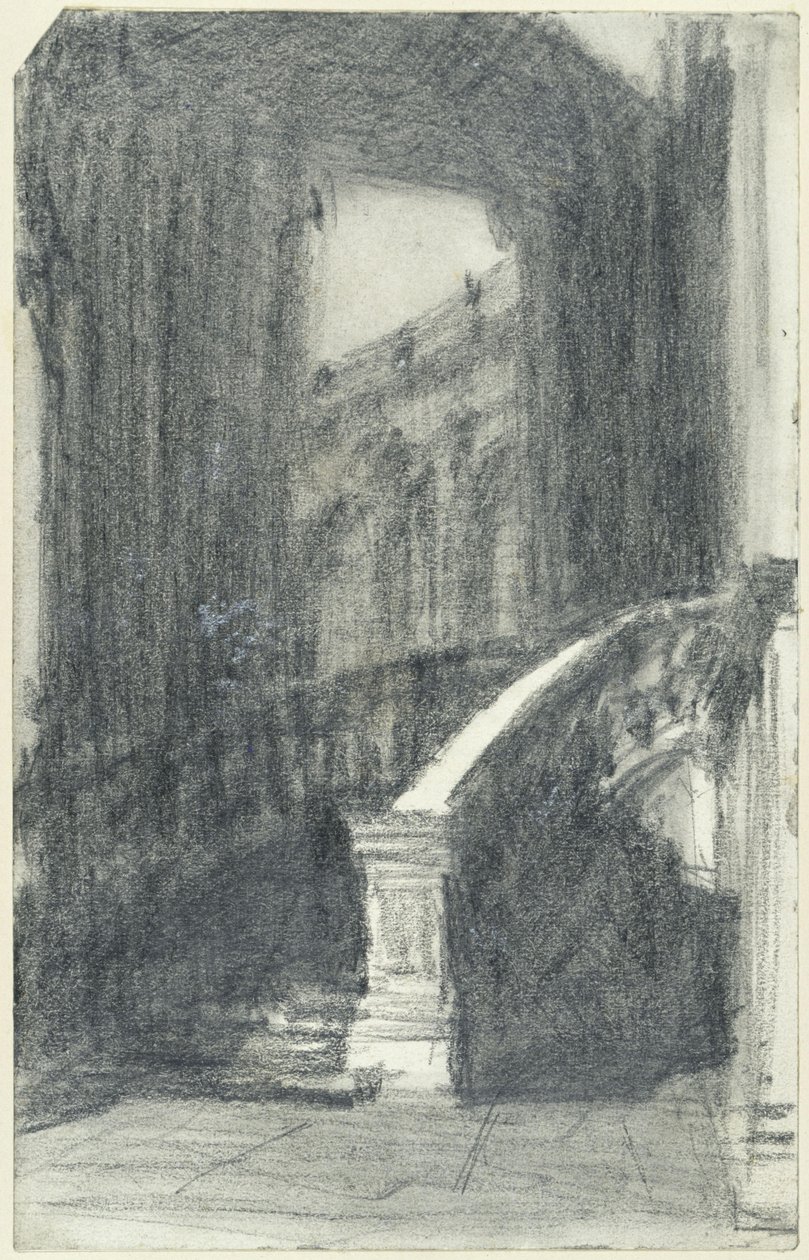 Lépcső a drezdai Zwinger városi pavilonjában éjszaka alkotó: Adolph Menzel
