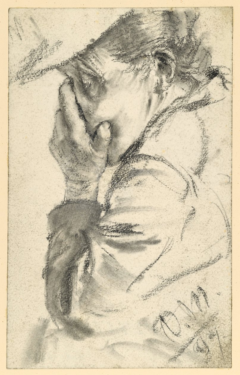 Síró idős asszony, arcát a kezébe temetve, mellkép balra néző alkotó: Adolph Menzel