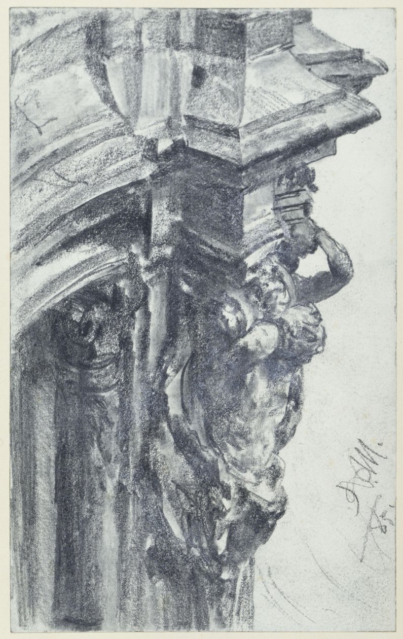 Nyugati szoborpár a drezdai Zwinger falpavilonjánál, a falteraszról nézve alkotó: Adolph Menzel