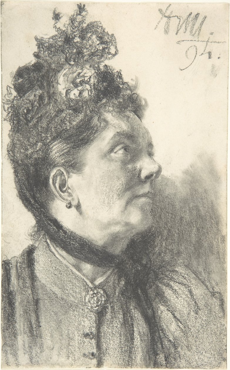 Nő zúzott bársony kalappal alkotó: Adolph Menzel
