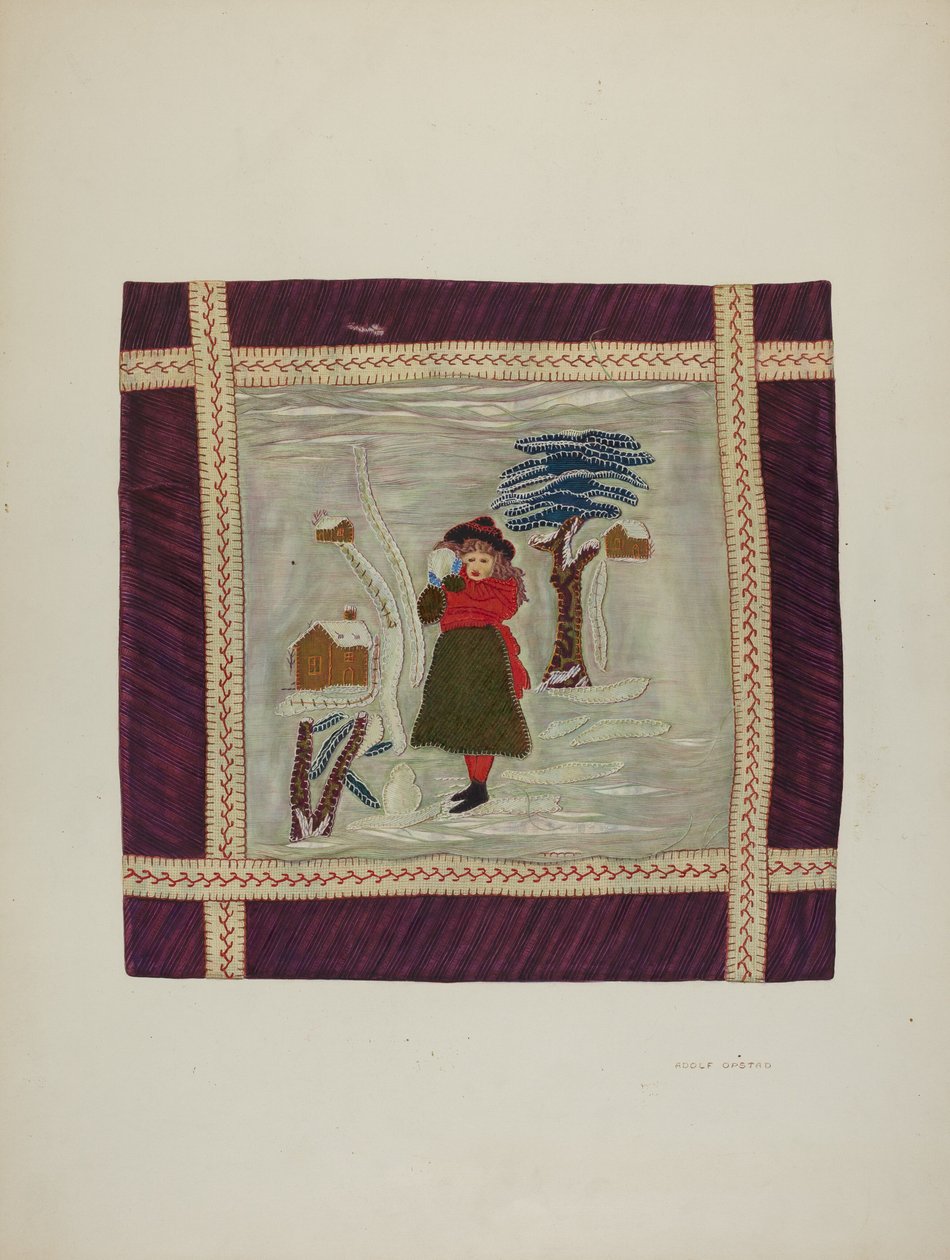 Applikált takarórészlet, 1941. alkotó: Adolph Opstad