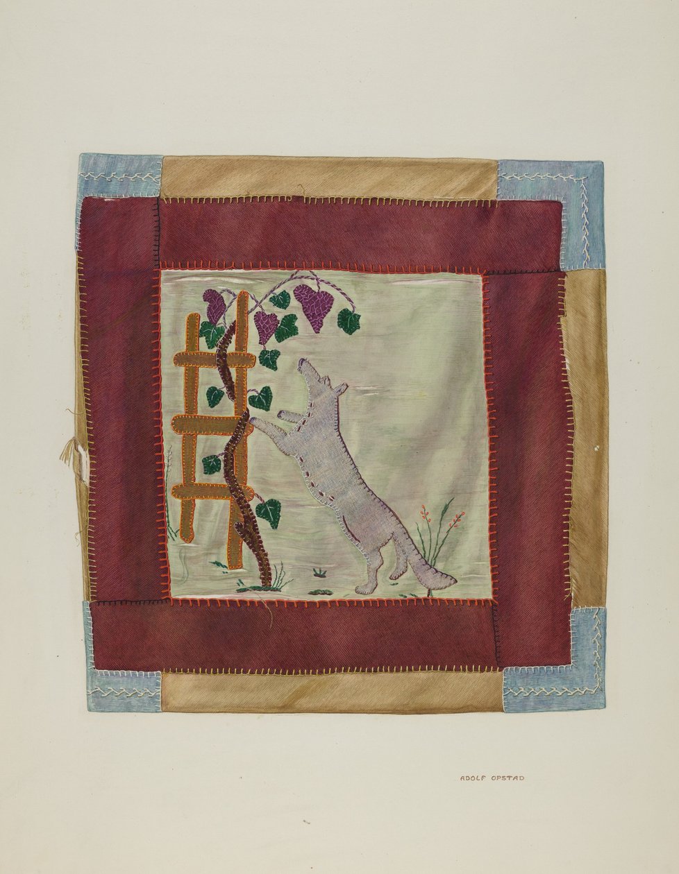 Applique Coverlet Detail, c. 1941. alkotó: Adolph Opstad