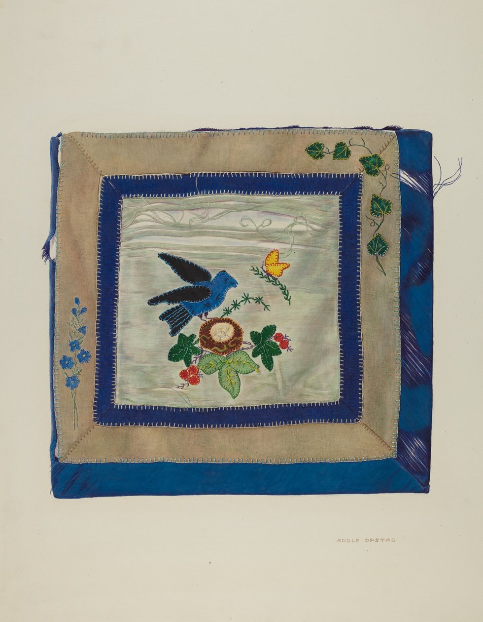 Kékmadár takaró részlete, c. 1941. alkotó: Adolph Opstad