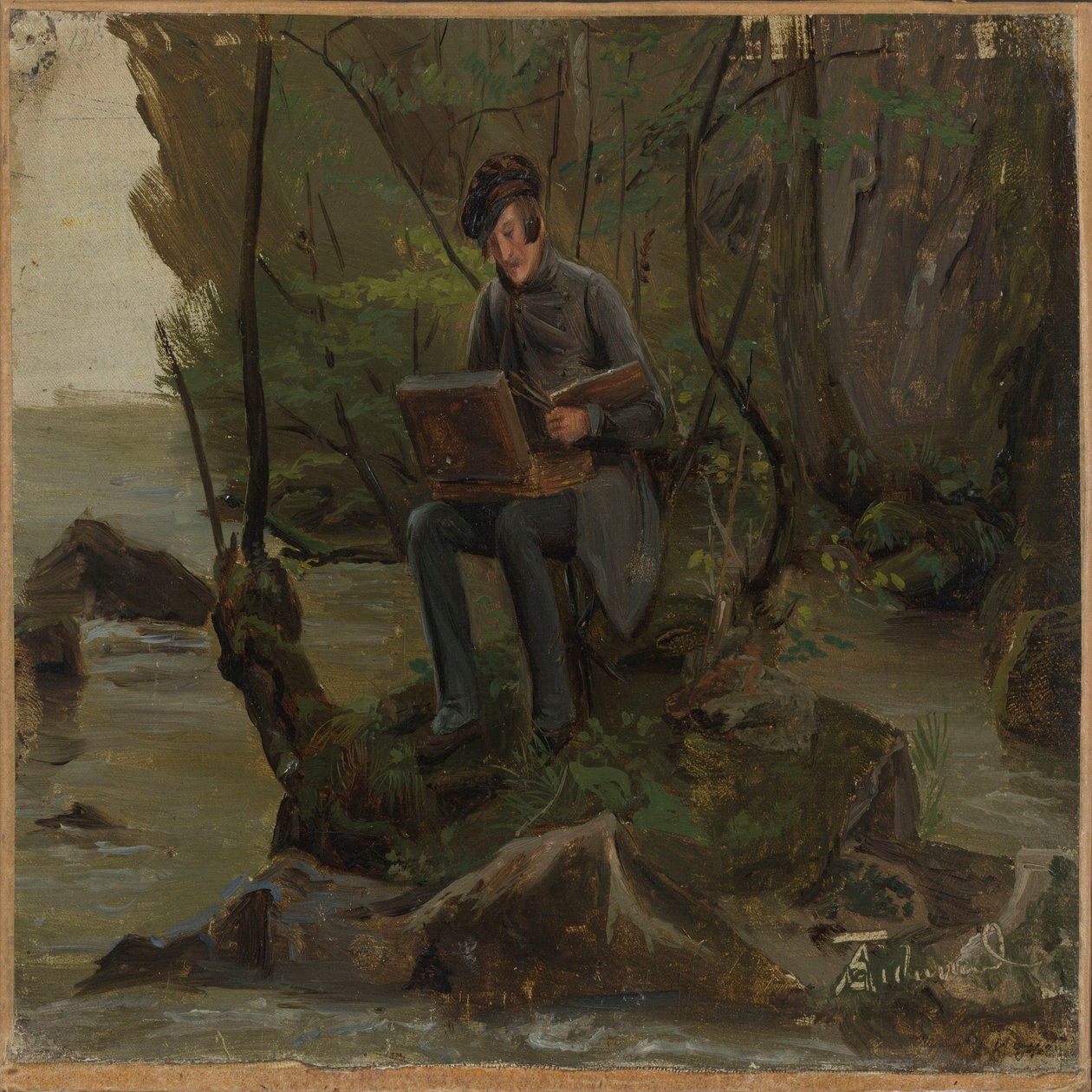Festő a festékdobozánál alkotó: Adolph Tidemand