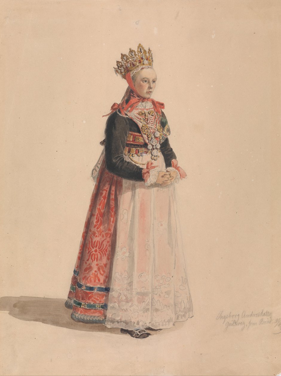 Ingeborg Andresdatter Gulsvik mint menyasszony alkotó: Adolph Tidemand