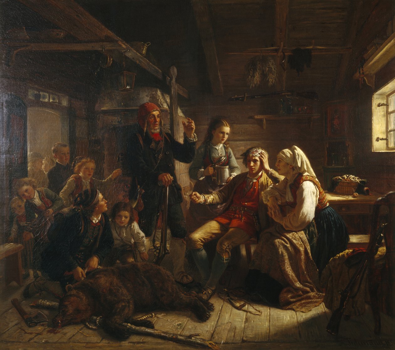 A sebesült medvevadász alkotó: Adolph Tidemand