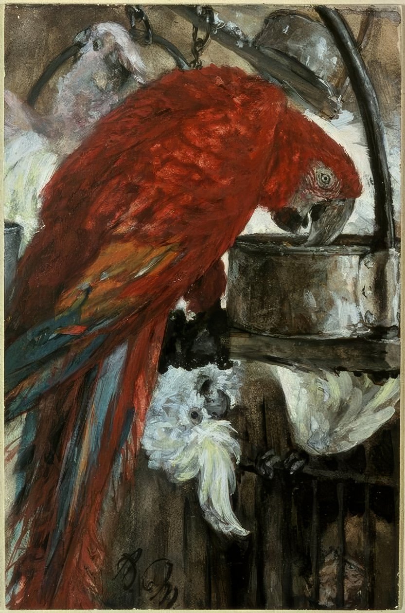 Ara und Kakadu alkotó: Adolph Menzel