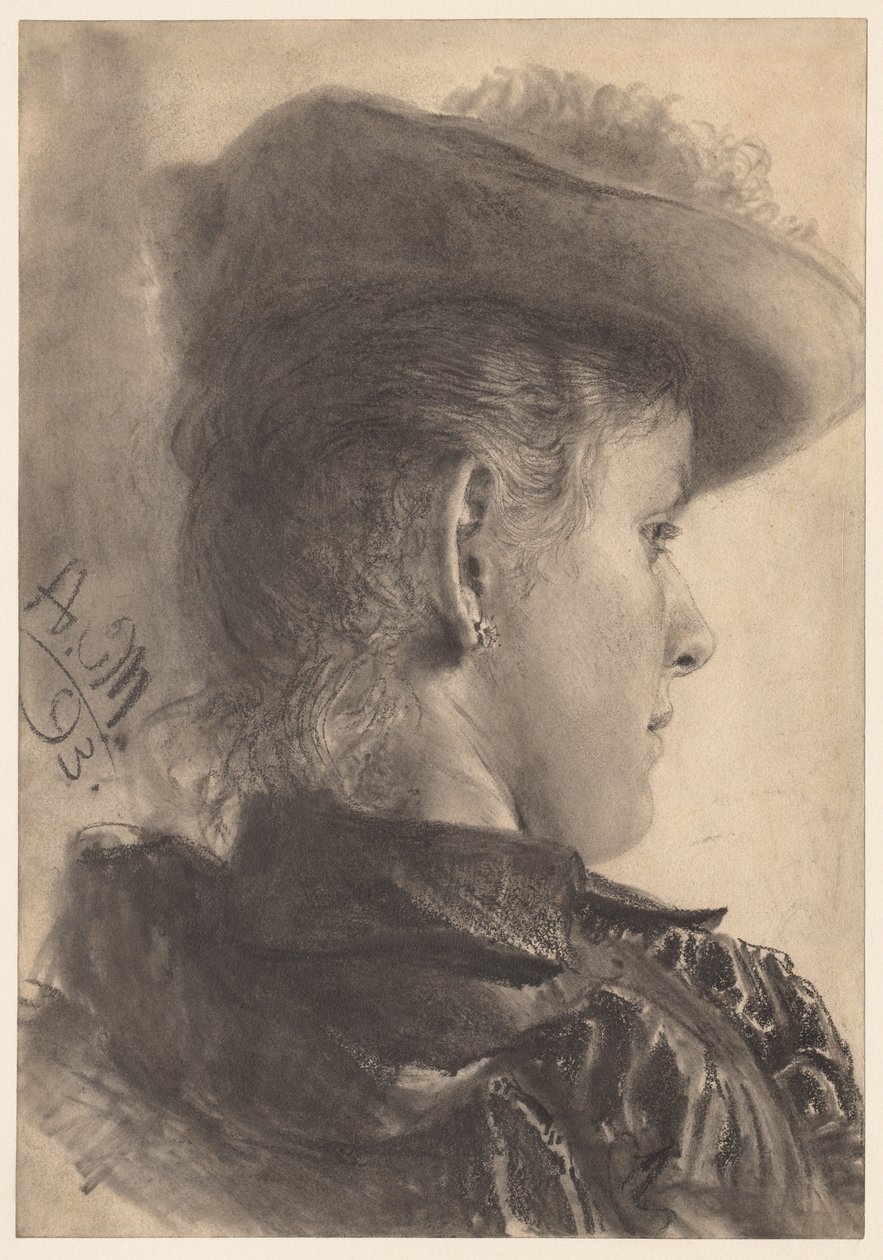 Egy nő mellszobra, hátulról nézve alkotó: Adolph Menzel