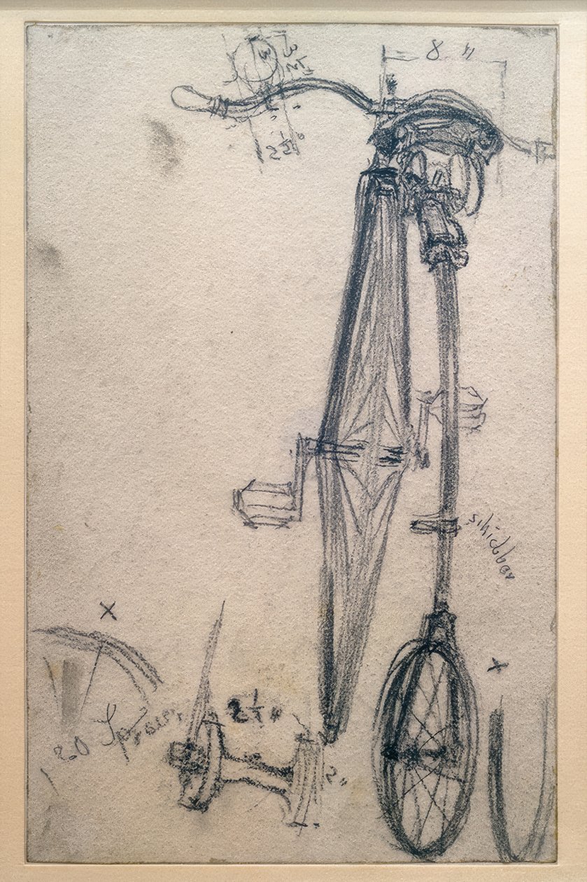 Magas kerékpár, hátulnézet alkotó: Adolph Menzel