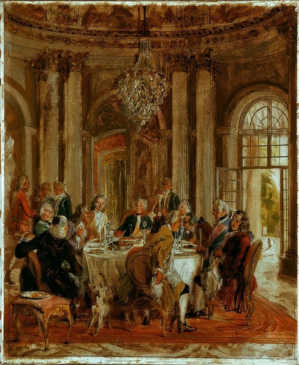 Frigyes király Kerekasztal Sanssouciban alkotó: Adolph Menzel