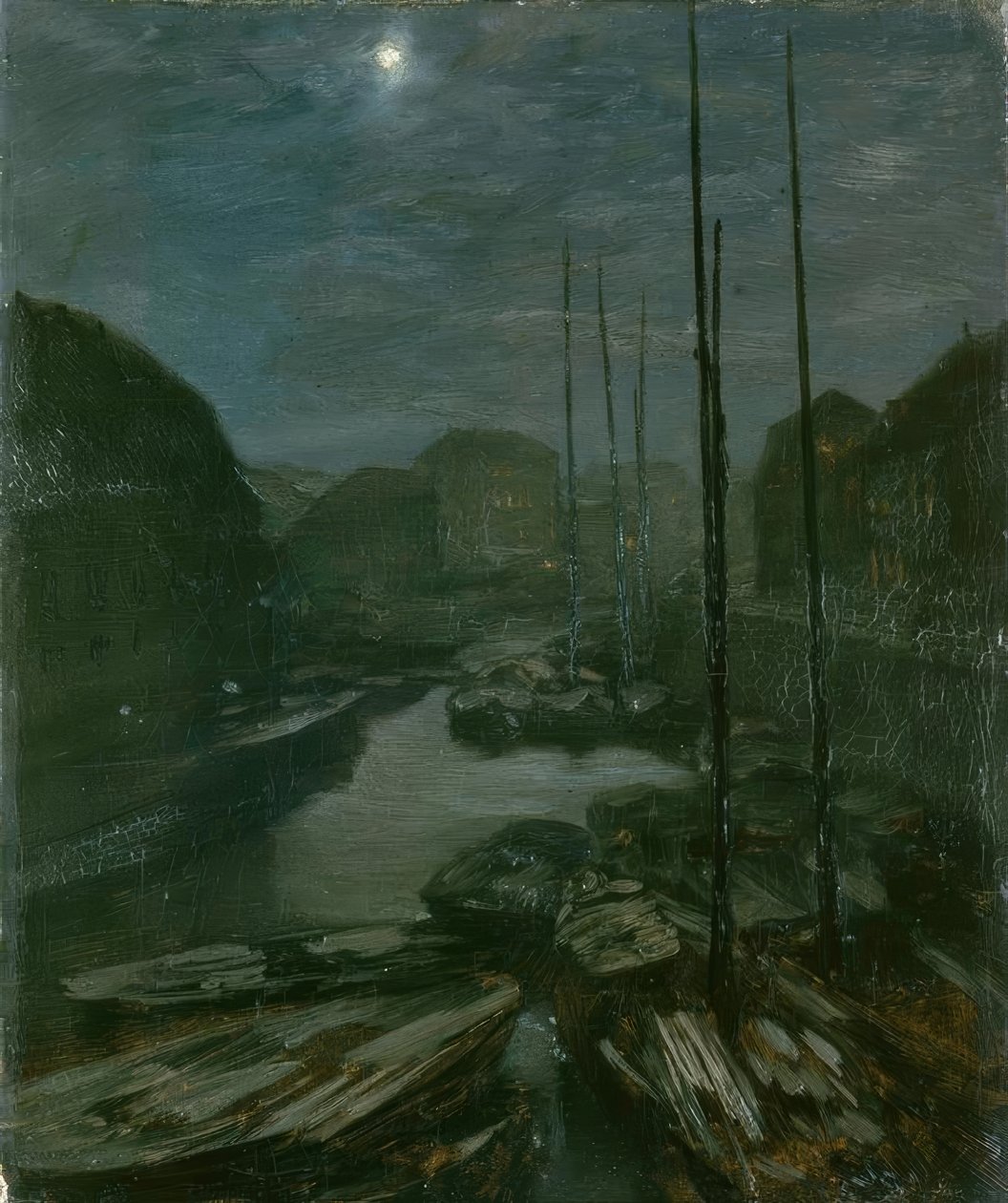 Holdfény a Friedrichsgracht felett a régi Berlinben alkotó: Adolph Menzel