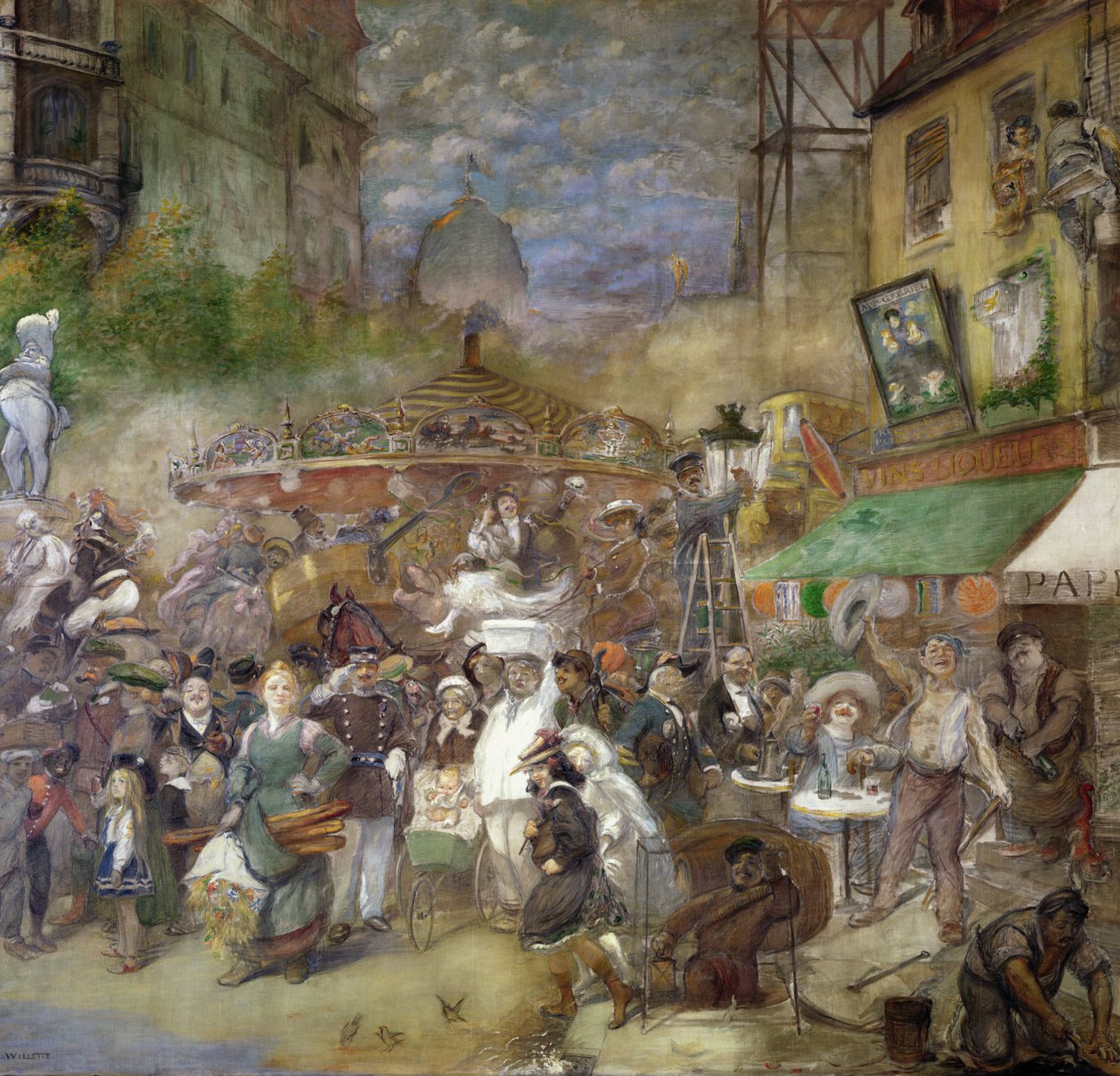 Párizst ábrázoló díszítőtábla, Salon de la Commission du Personnel alkotó: Adolphe Leon Willette