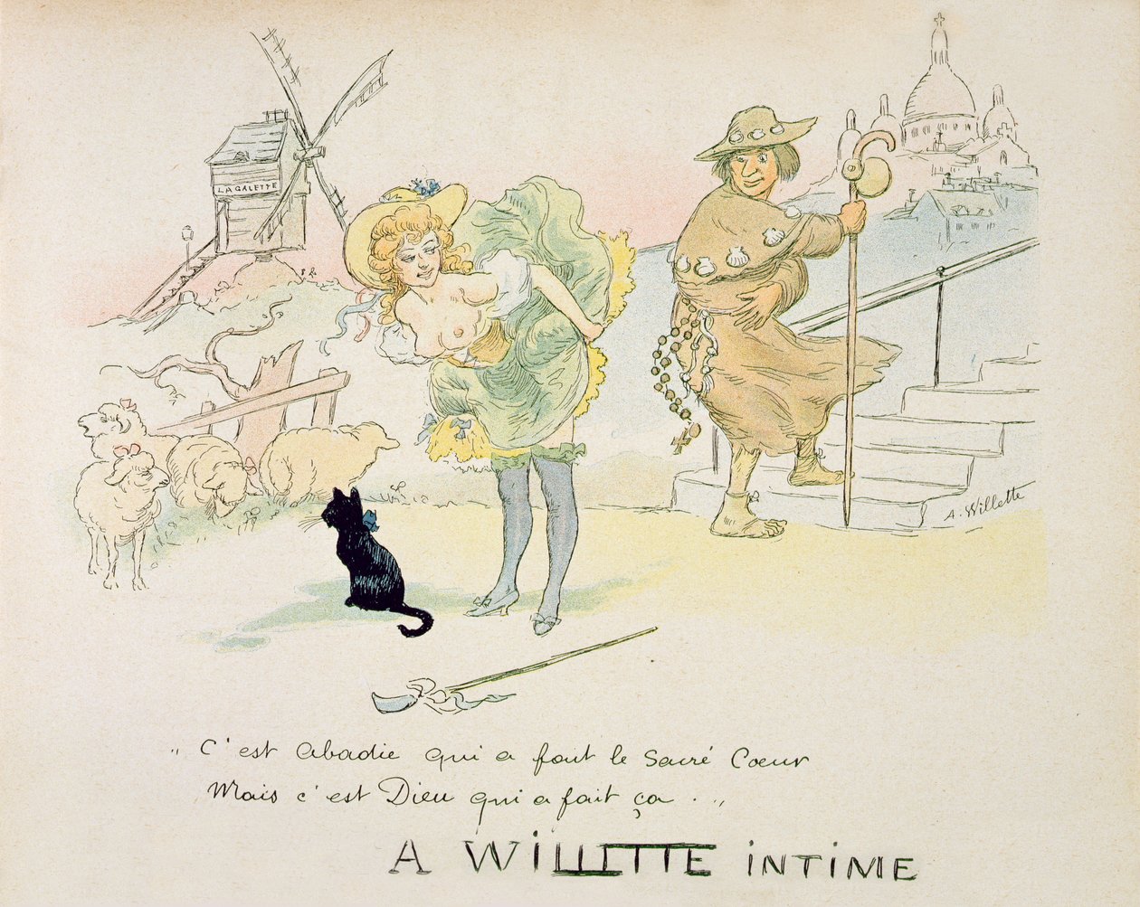 "Abadie volt az, aki a Sacre-Coeur-t készítette, de Isten alkotta ezt!", Párizs, 1895-1896 alkotó: Adolphe Leon Willette