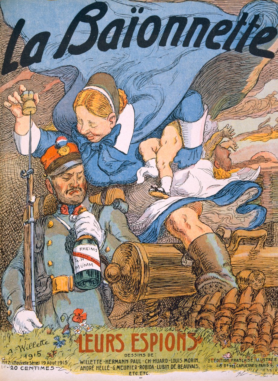 Kémeik, címlap a „La Baionnette”-ből, 1915 alkotó: Adolphe Leon Willette