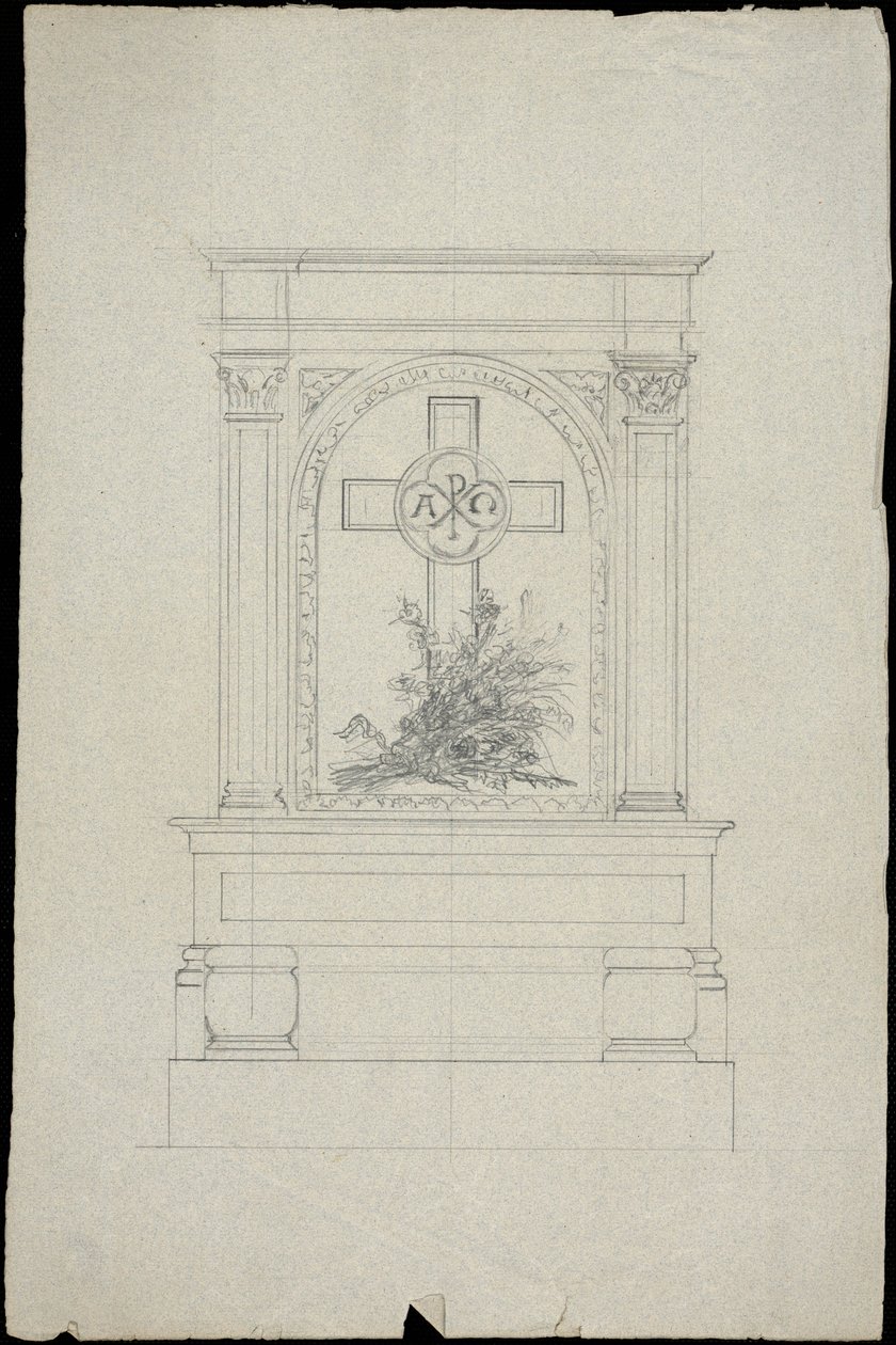 Vázlat a Karakehia család sírjáról a párizsi Père Lachaise temetőben alkotó: Adolphe Victor Geoffroy Dechaume