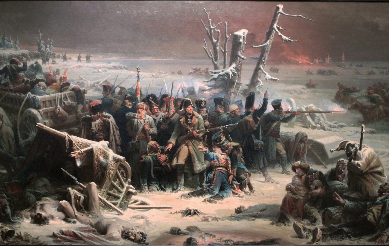 Marshall Ney támogatja a hátsó őrséget a moszkvai visszavonulás során, a Manchester Art Gallery kiállításán alkotó: Adolphe Yvon