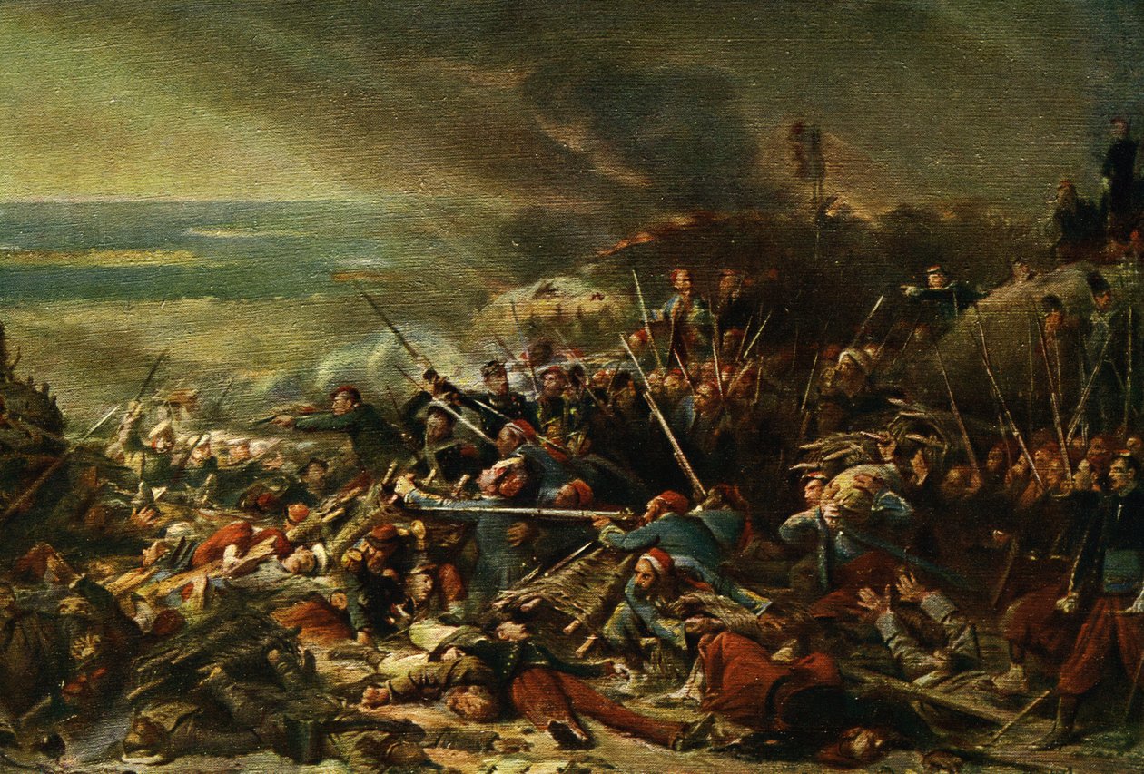 "La Prise de Malakoff" (Malakoff bevétele) (nyomtatás) alkotó: Adolphe (after) Yvon