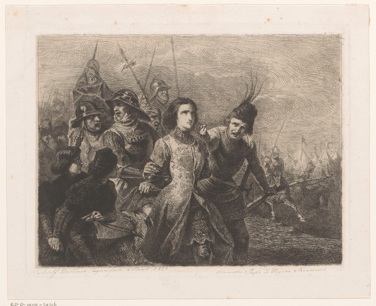 Jeanne of Arc katonák elfogják és elhurcolják alkotó: Adolphe Alexandre Dillens