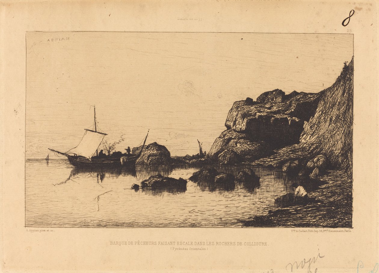 Halászhajó megáll Collioure szikláiban alkotó: Adolphe Appian