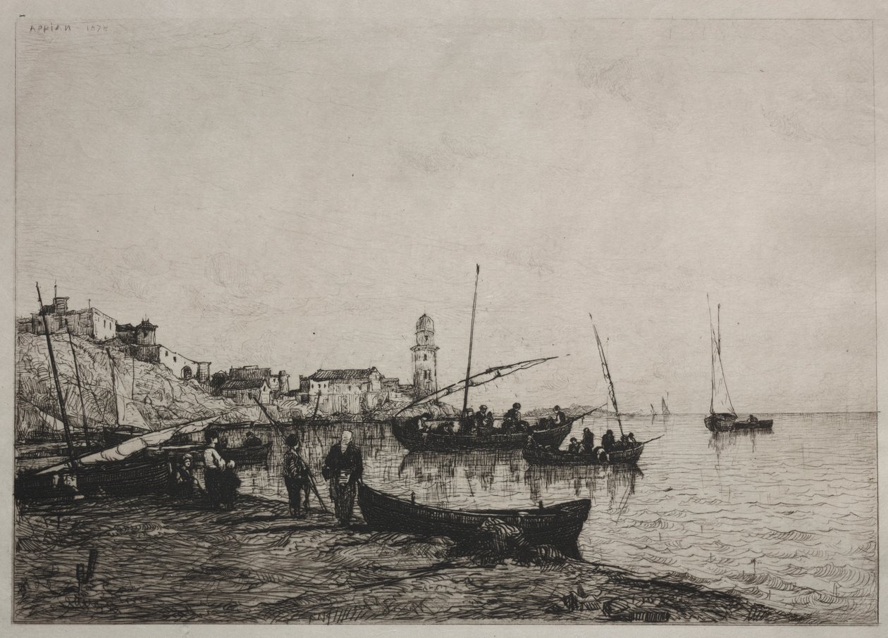 A halászhajók visszatérése Collioure-ban, a spanyol határ közelében alkotó: Adolphe Appian