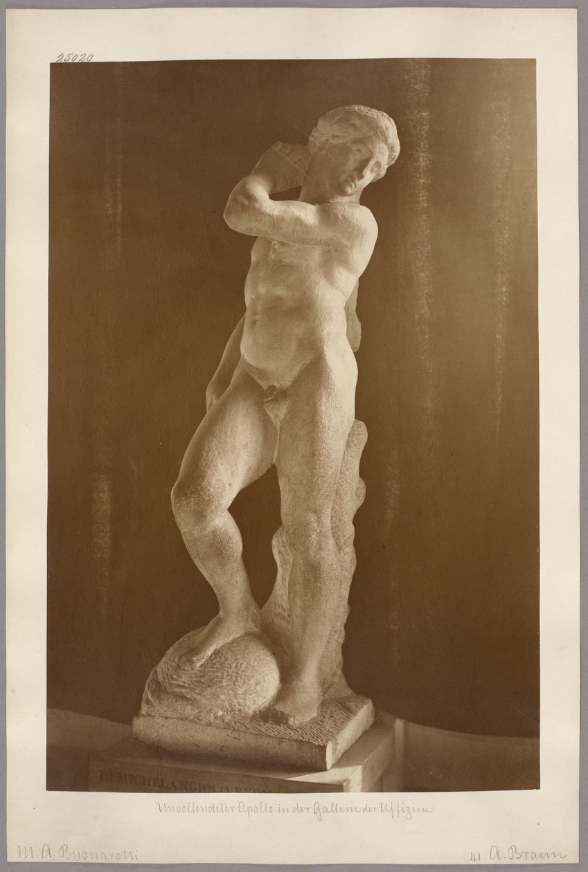 Firenze: Michelangelo befejezetlen Apolló-szobra az Uffizi Képtárban alkotó: Adolphe Braun
