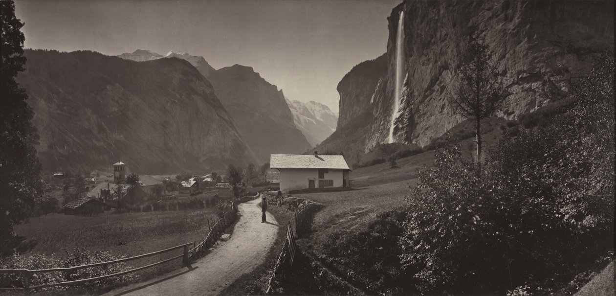 Lauterbrunnen völgye, Svájc a Charbons de Braunvues prises... albumról, c. 1868. alkotó: Adolphe Braun