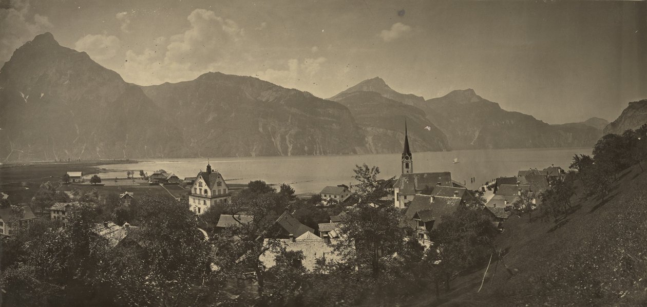 Kilátás Flüelenre, Svájc alkotó: Adolphe Braun