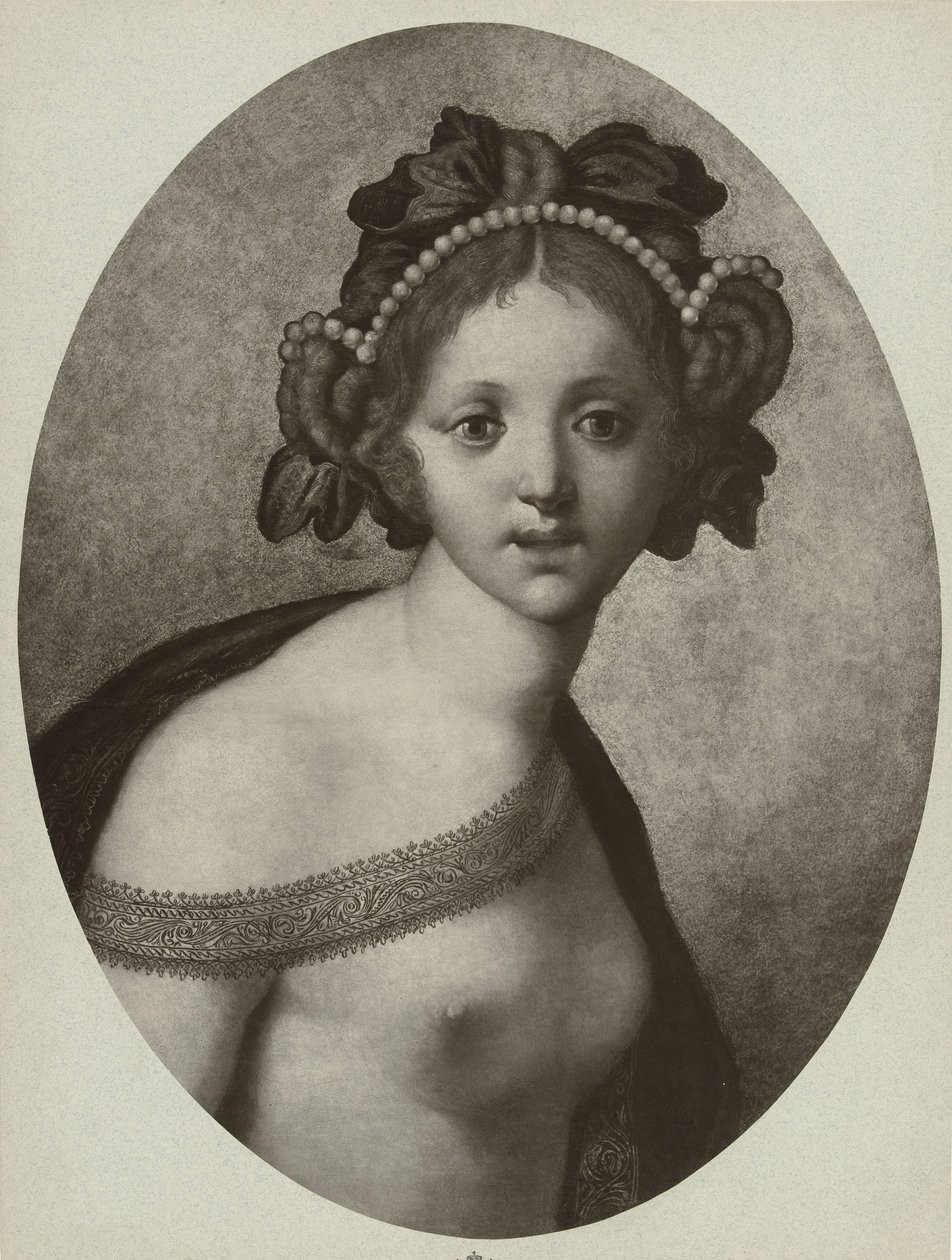 Egy női alakot, esetleg egy istennőt ábrázoló festmény fotóreprodukciója Vénusz (cím a tárgyon) alkotó: Adolphe Braun and Cie. (attributed to)