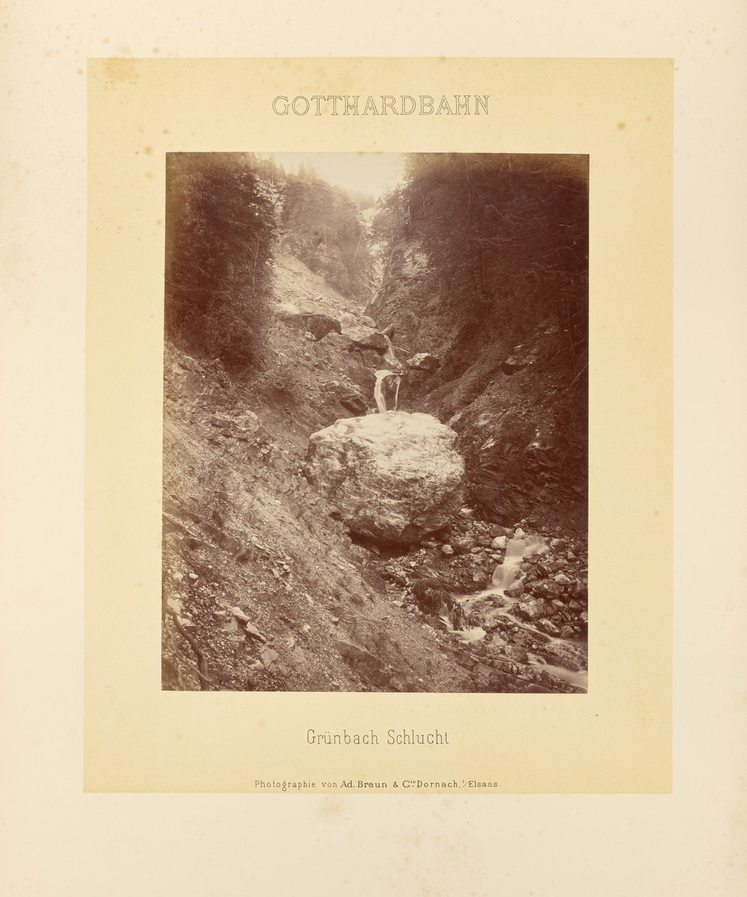 Gotthard vasút: Grünbach-szurdok alkotó: Adolphe Braun and Cie
