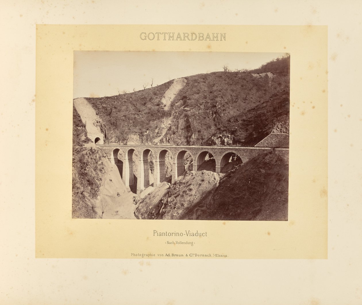 Gotthard-vasút: Piantorino viadukt (befejezés után) alkotó: Adolphe Braun and Cie