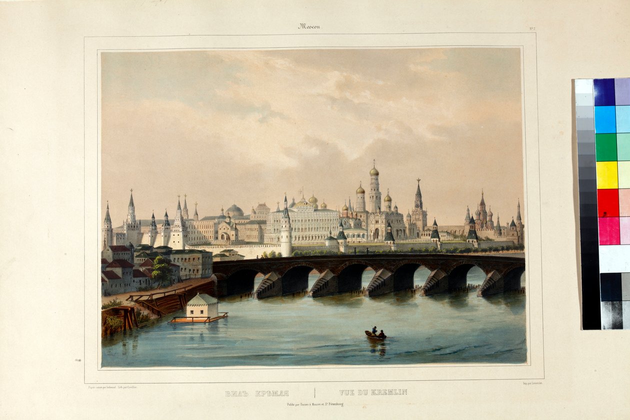 Cuvillier, Adolphe látképe a moszkvai Kremlről (aktív 1830-1840) alkotó: Adolphe Cuvillier