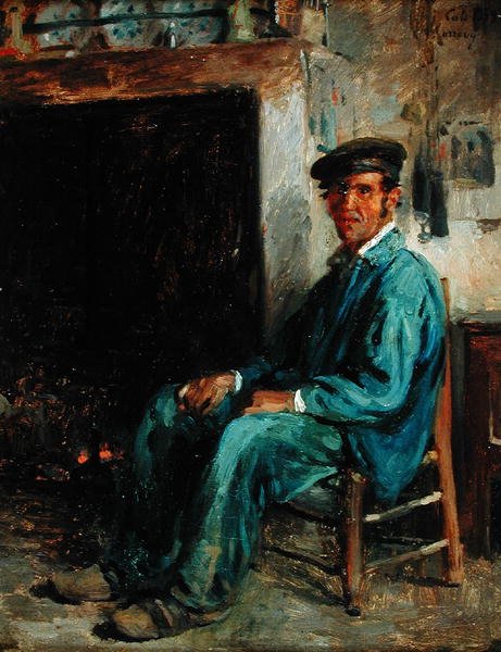 Paraszt a tűzhely előtt, 1859 alkotó: Adolphe Felix Cals