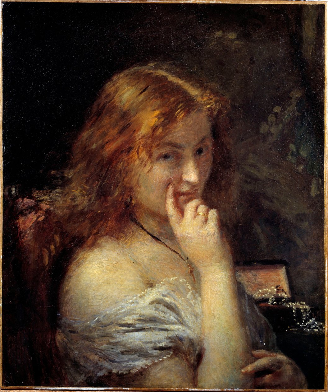Fiatal nőnek van WC-festménye, Adolphe Cals (1810-1880) 1876 V. 0,55x0,45 m Párizs, Muse d
