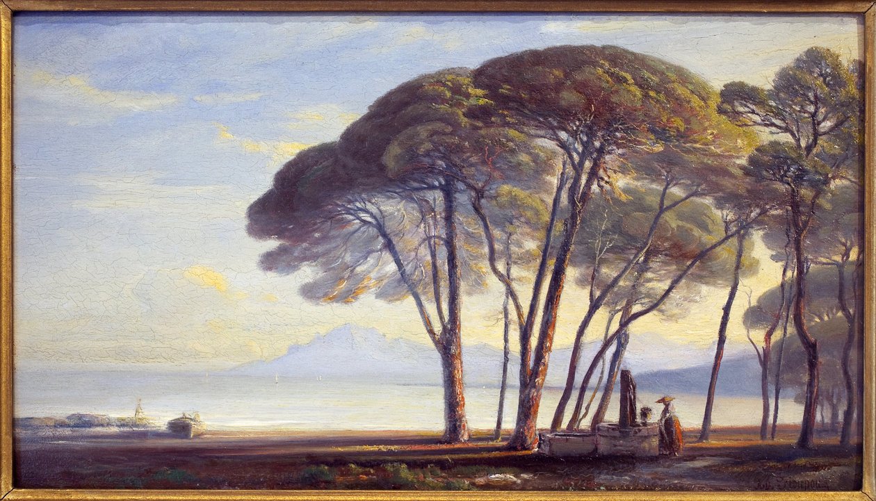 Az ingatlan Juan Les Pins (Juan-Les-Pins). Adolphe Fioupou (1824-1899) festménye, olaj, fa alkotó: Adolphe Fioupou