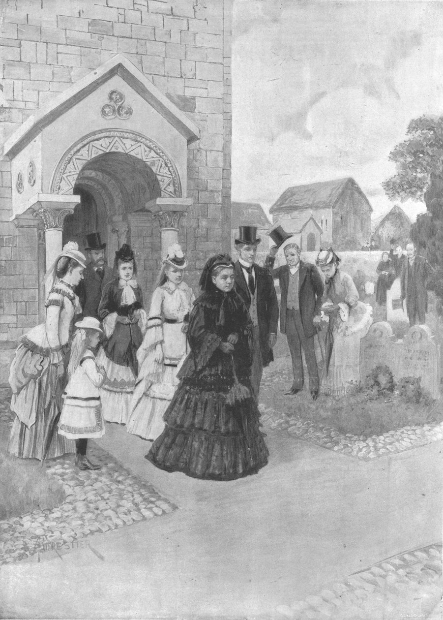 „Viktória királynő élete Osborne-ban: Őfelsége a Whippingham templomban”, 1860-as évek, 1901. alkotó: Adolphe Forestier