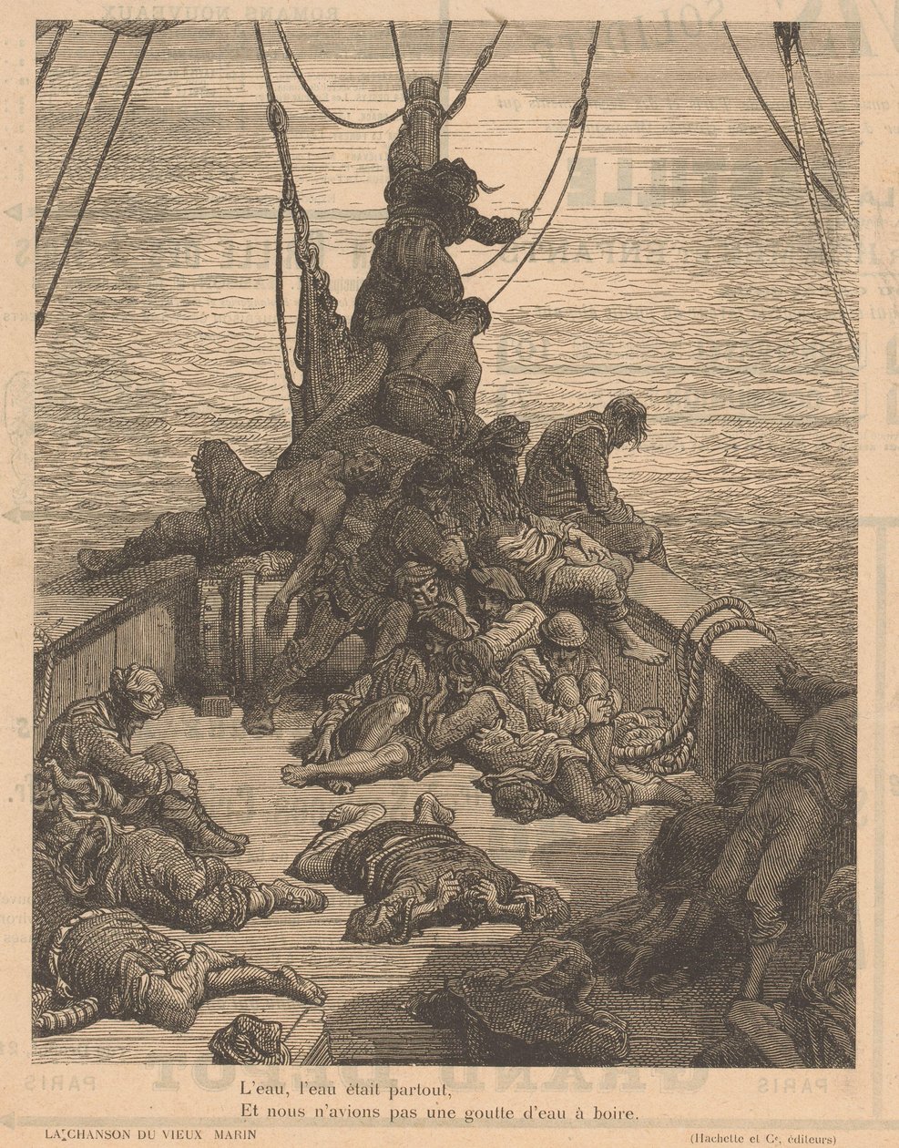 Hajó szenvedő legénységgel La chanson du vieux marin (cím a tárgyon) alkotó: Adolphe François Pannemaker (possibly)