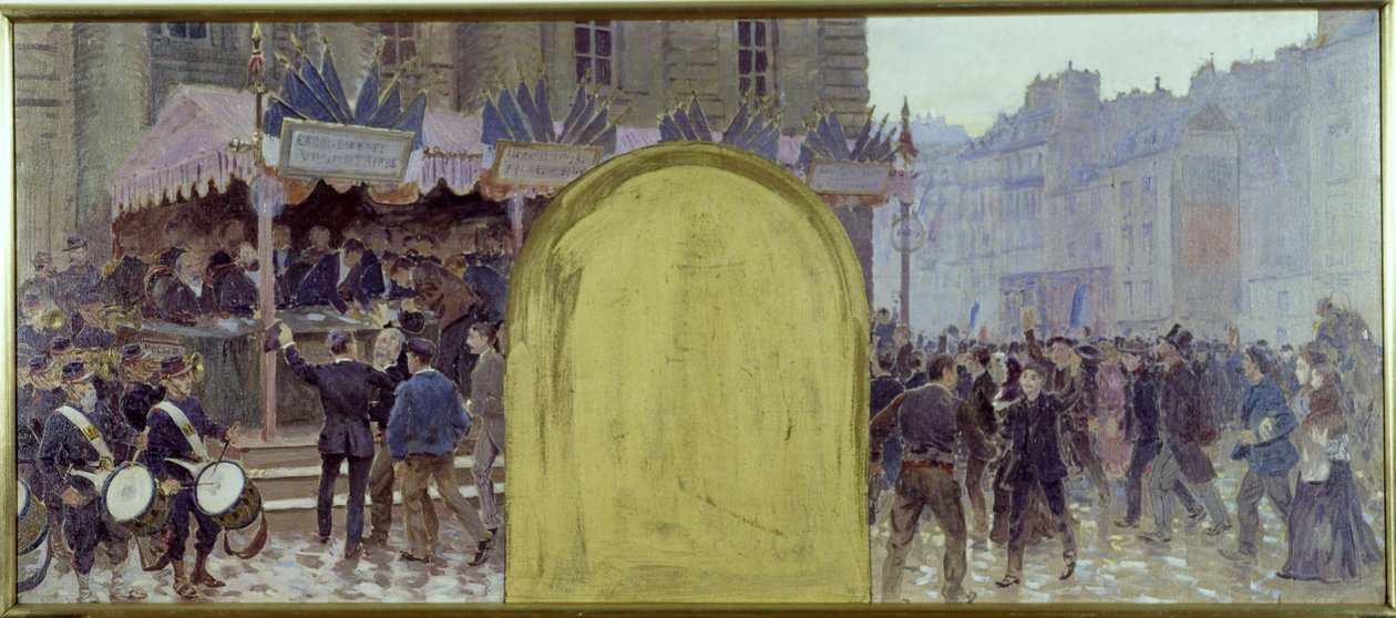 A párizsi városháza prefektusi irodájának vázlata: Enrôlements volontaires place du Panthéon alkotó: Adolphe Gustave Binet