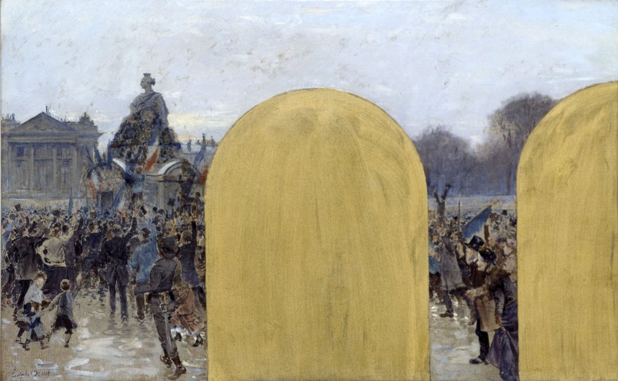 Vázlat a párizsi városháza prefektusi irodájához: Gyülekezés a strasbourgi szobor előtt alkotó: Adolphe Gustave Binet