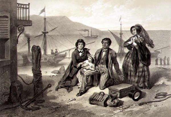Érkezés Kanadába, Harriet Beecher Stowe (1811-96) „Tom bácsi kabinja” 12. táblája, Claude Regnier (fl.1840-66) metszet (litho) alkotó: Adolphe Jean Baptiste (after) Bayot
