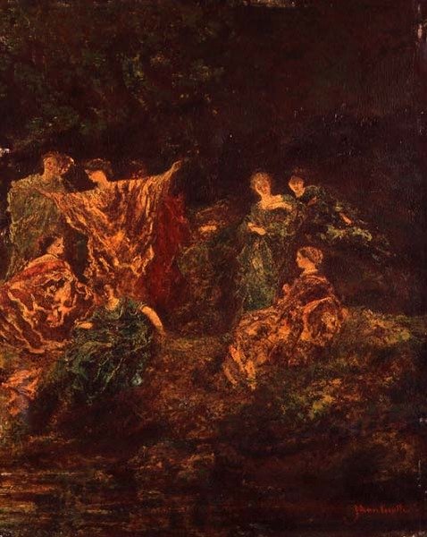 Fete Galante, 1870 körüli (olaj, tábla) alkotó: Adolphe Joseph Thomas Monticelli