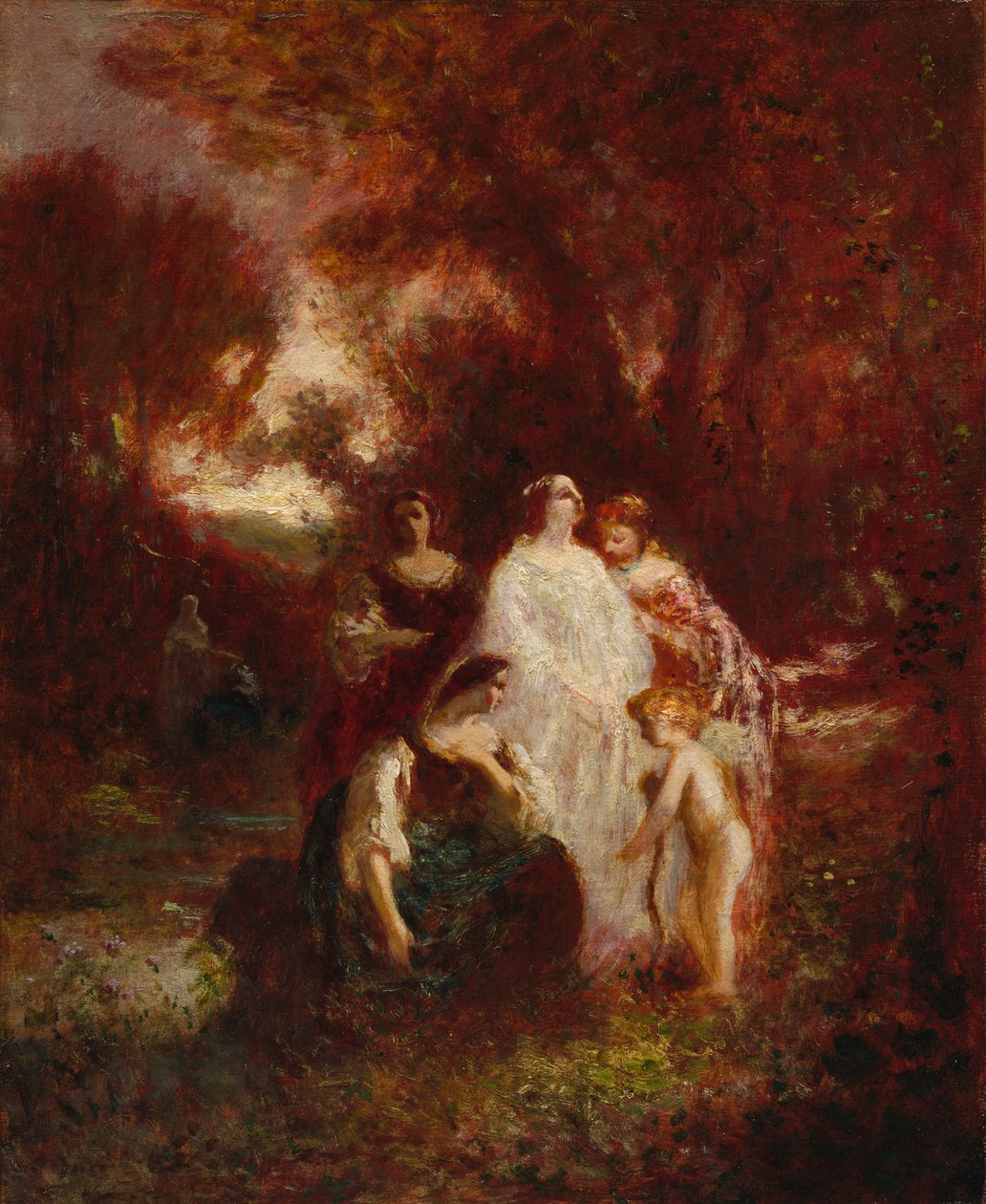 Figurák az erdőben, c. 1857-1862 (olaj, szövet) alkotó: Adolphe Joseph Thomas Monticelli