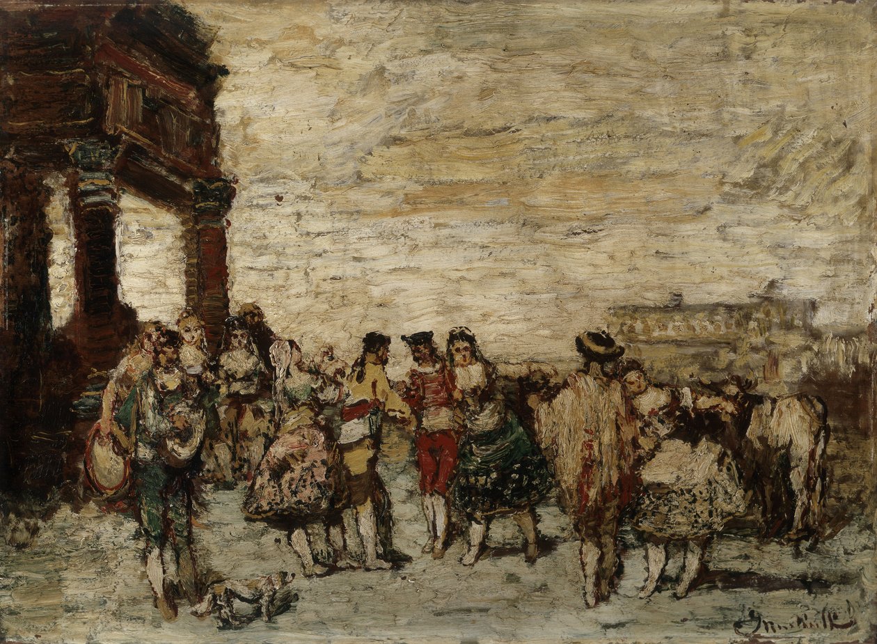 Buli Spanyolországban Adolphe Monticelli festménye (1824-1886) Mérete 36,5x48 cm Musee Grobet-Labadie alkotó: Adolphe Joseph Thomas Monticelli