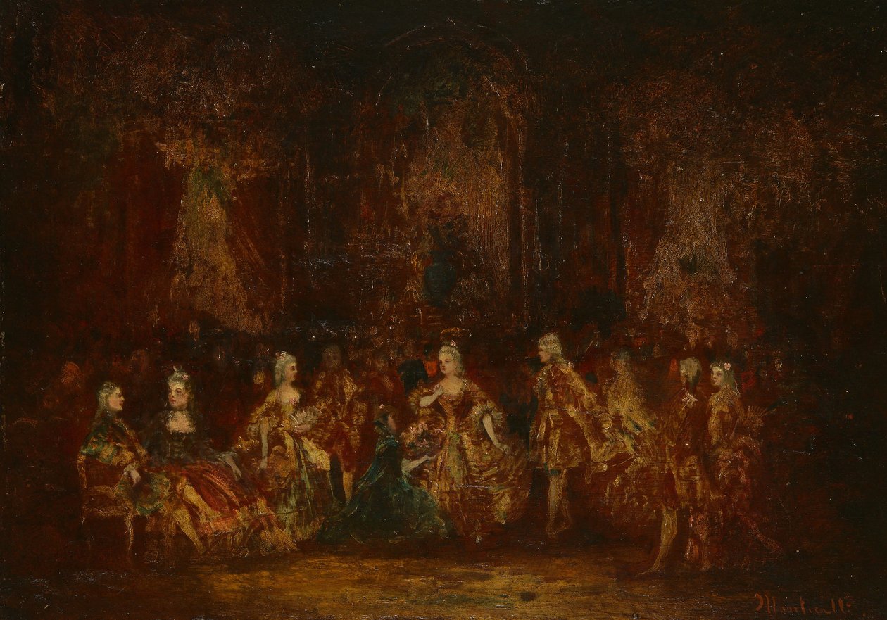 Személyek XV. Lajos-jelmezben, 1880 körül (olaj, bölcsőpanel) alkotó: Adolphe Joseph Thomas Monticelli