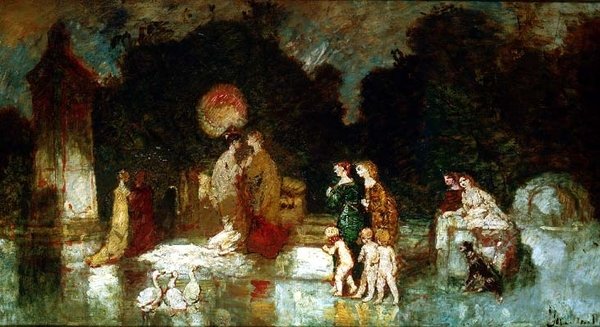 Jelenet a parkban alkotó: Adolphe Joseph Thomas Monticelli