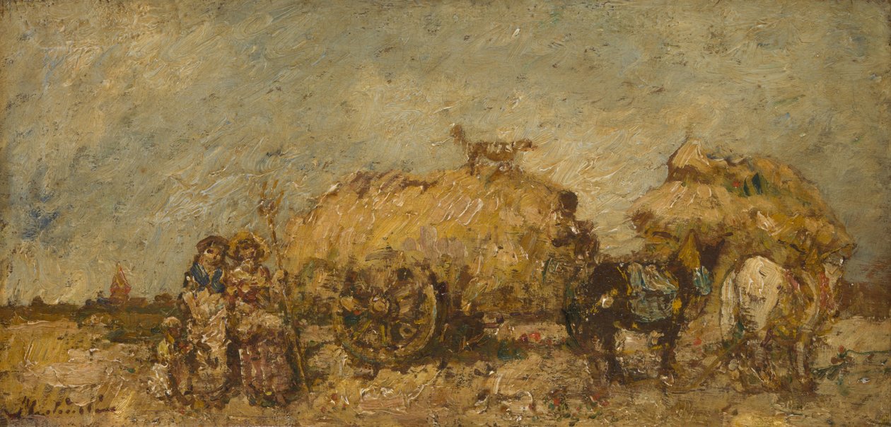 The Hayfield, c. 1870 alkotó: Adolphe Joseph Thomas Monticelli