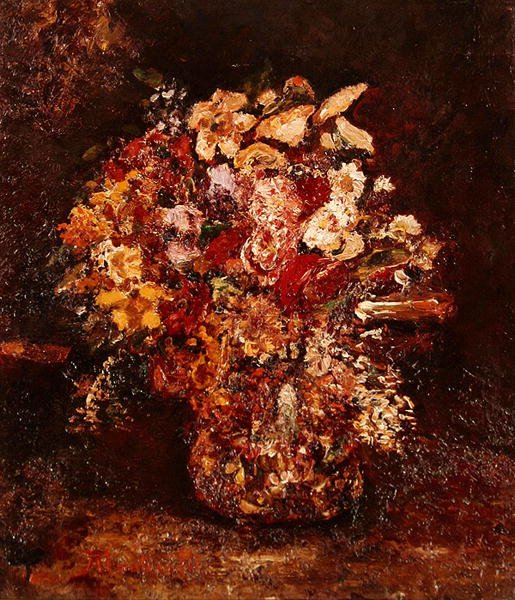 Virágváza, 1878-80 körül (olaj, tábla) alkotó: Adolphe Joseph Thomas Monticelli